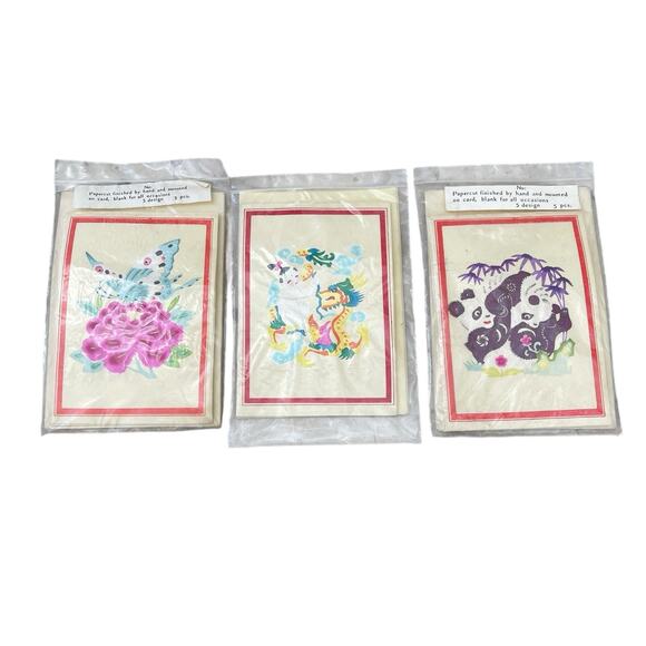 Vintage Chinese Paper Cuts, Set Of 13 Blank Cards w/ Envelopes - Picture 1 of 12